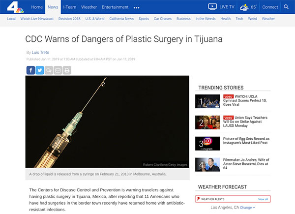 CDC Warns of Dangers of Plastic Surgery in Tijuana