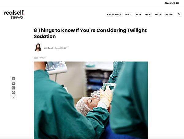 Screenshot of article: 8 Things to Know If You’re Considering Twilight Sedation