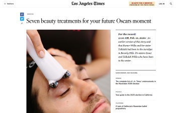 screenshot of the 'Seven beauty treatments for your future Oscars moment ' article