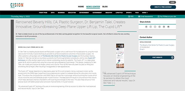 Leading Plastic Surgeons Dr. Ben Stong and Dr. Ben Talei Featured in Life & Style Magazine