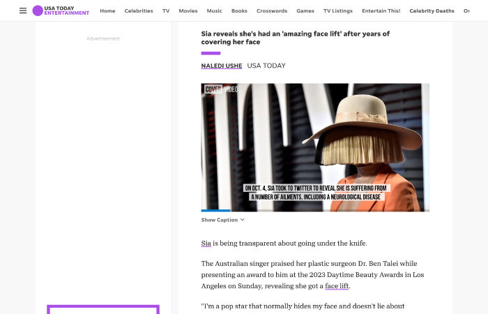 Screenshot of an article